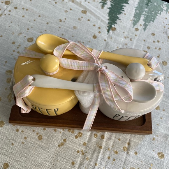 Rae Dunn Peep Jam and Jelly Containers with Spoons. NWT - Picture 2 of 6